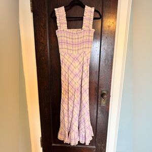 Ganni lilac seersucker dress